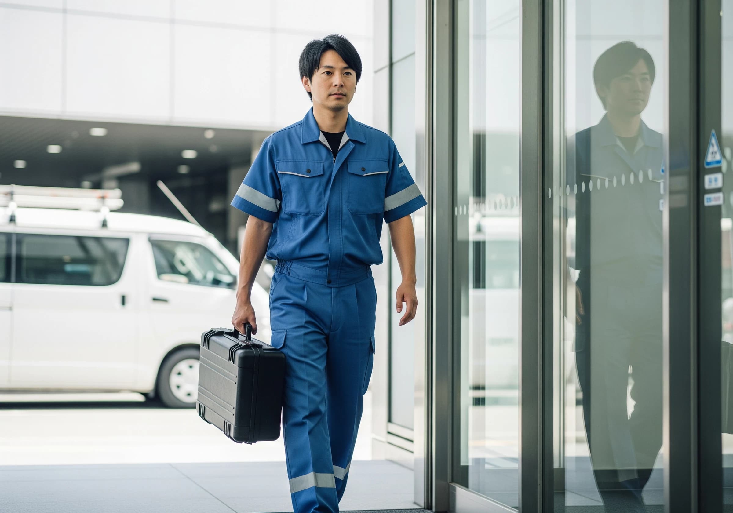 現場へ急行するスタッフ
